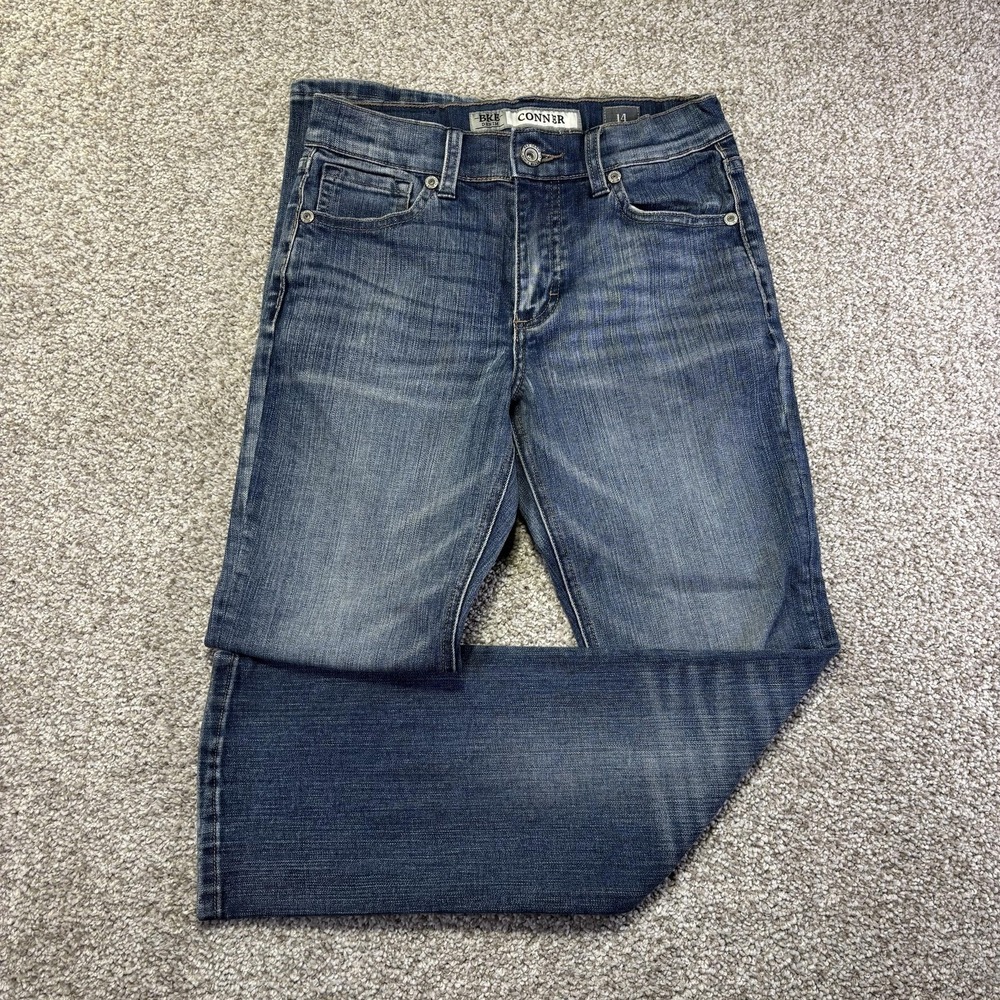 BKE Conner Jeans Boys 14 Blue Medium Wash Straight Stretch Denim Casual